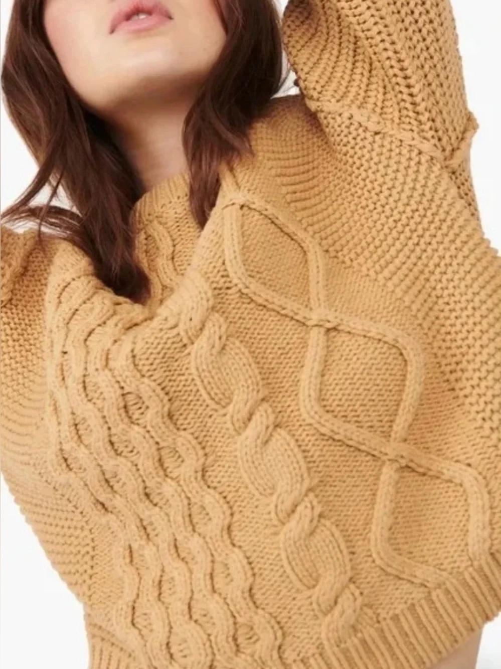 Free People Dream Cable Crewneck Sweater